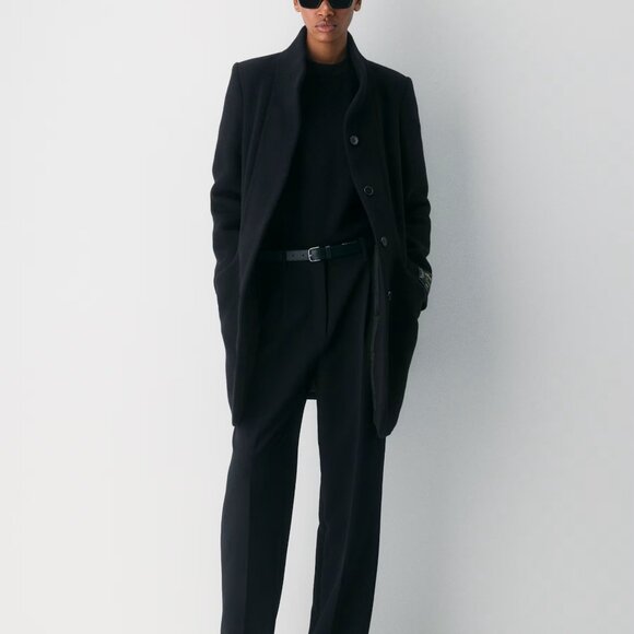 Gorgeous Aritzia Wilfred Wool Cashmere Cocoon Coat – Black – Size Large - Picture 2 of 14